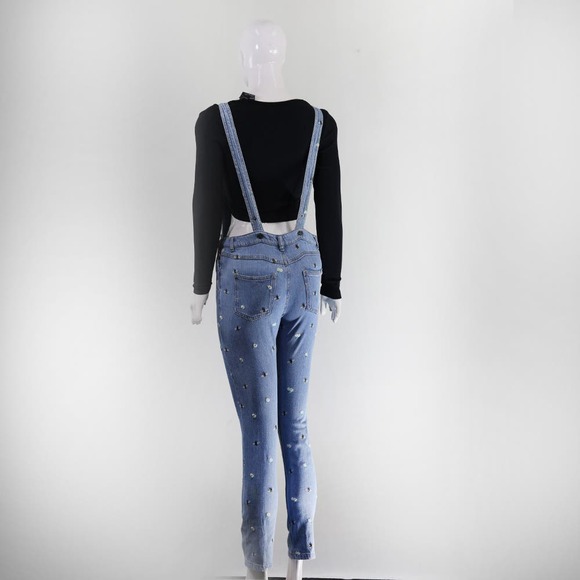 Charming  Denim Jumpsuit with Sparkle, Perfect Fit - Picture 3 of 6